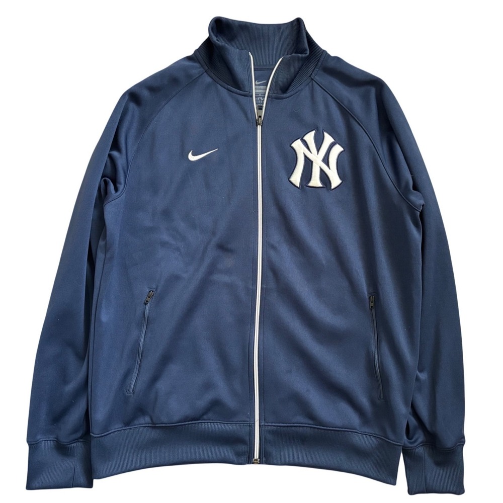 Nike MLB New York Yankees Full Zip Track Varsity Jacket Men L Navy Blue NY Logo